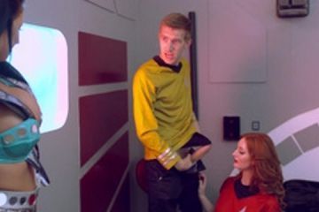 A Star Trek parody is a hot threesome with two girls