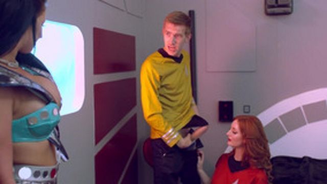 A Star Trek parody is a hot threesome with two girls